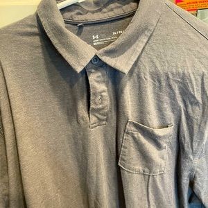 Grey Short Sleeved Under Armour Heatgear Collared Shirt, Size XL